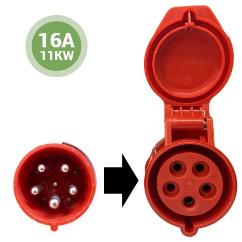 Image of 16A red cee plug and socket