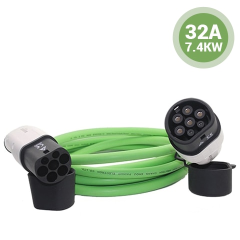 Photo of a green Type 2 charging cable 32A