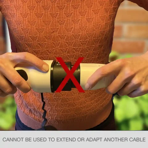 Extension cable restriction. Cannot be connected to another Type 2 plug.